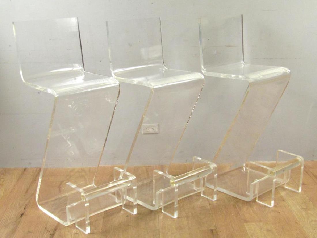 Set of 3 Modern Lucite 'Z' Barstools (1 of 6)