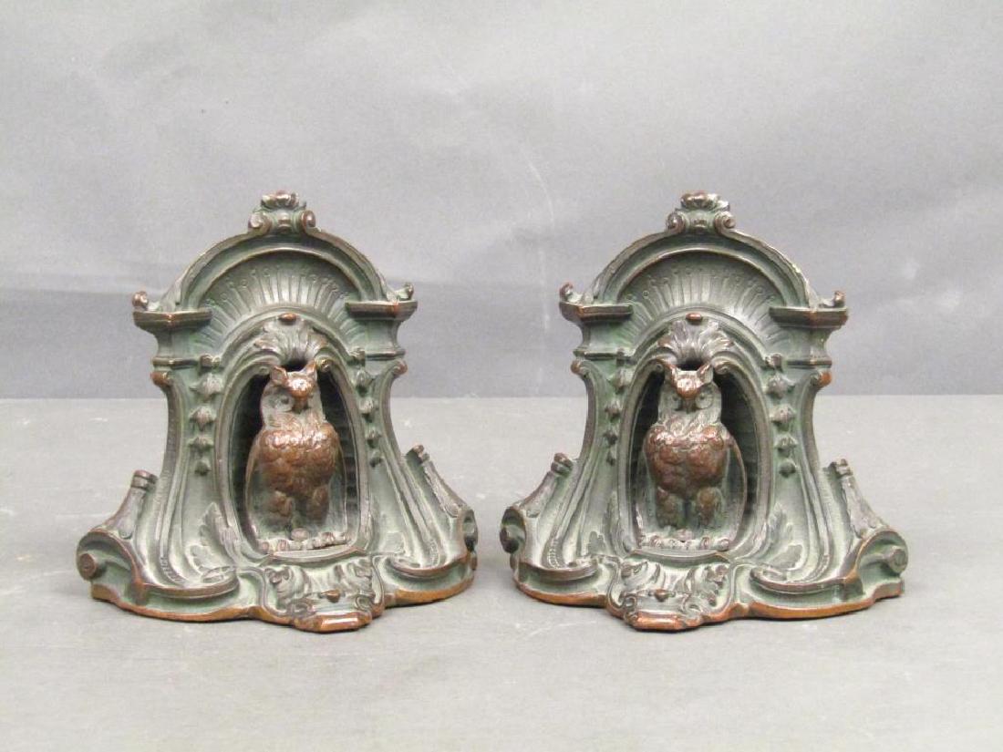 Pair Heavy Bronze Art Nouveau Bookends (1 of 6)