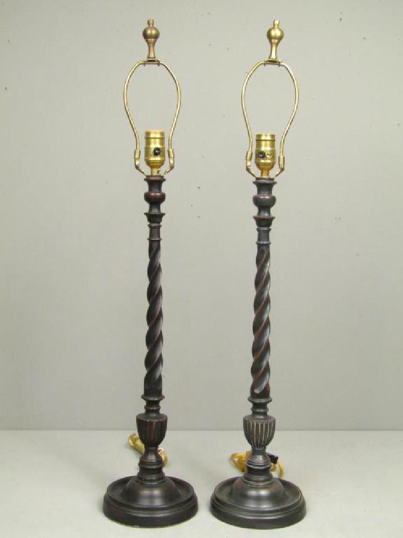 Pair of Twist Post Column Lamps (1 of 4)