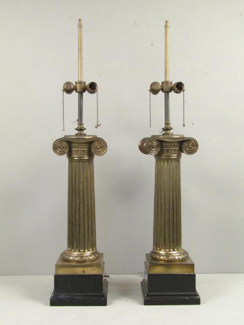 Pair Brass Plated Table Lamps (1 of 5)