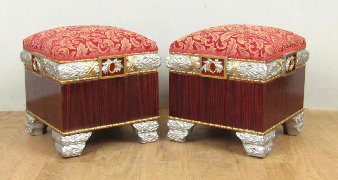Pair Hollywood Regency Square Footstools (1 of 5)