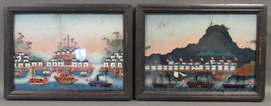 Pair Antique Chinese Reverse Paintings (1 of 9)