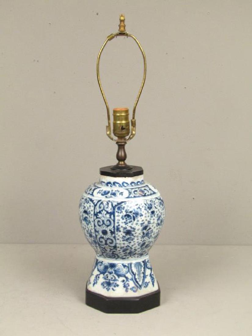 Small Antique Chinese Blue and White Table Lamp (1 of 7)