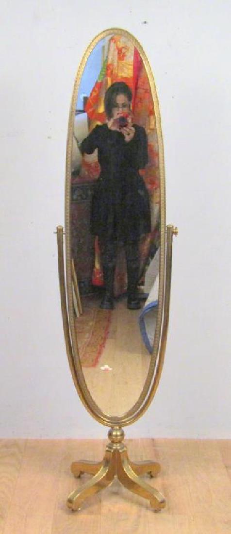 Gilt Metal Oval Cheval Mirror (1 of 6)