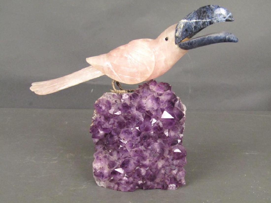 Rose Quartz and Amethyst Bird Group (1 of 6)