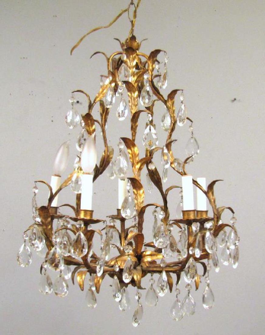 Hollywood Regency 5 Light Tole Chandelier (1 of 5)