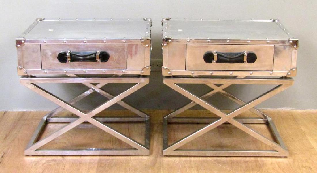 Pair Campaign Style Modern End Tables (1 of 6)