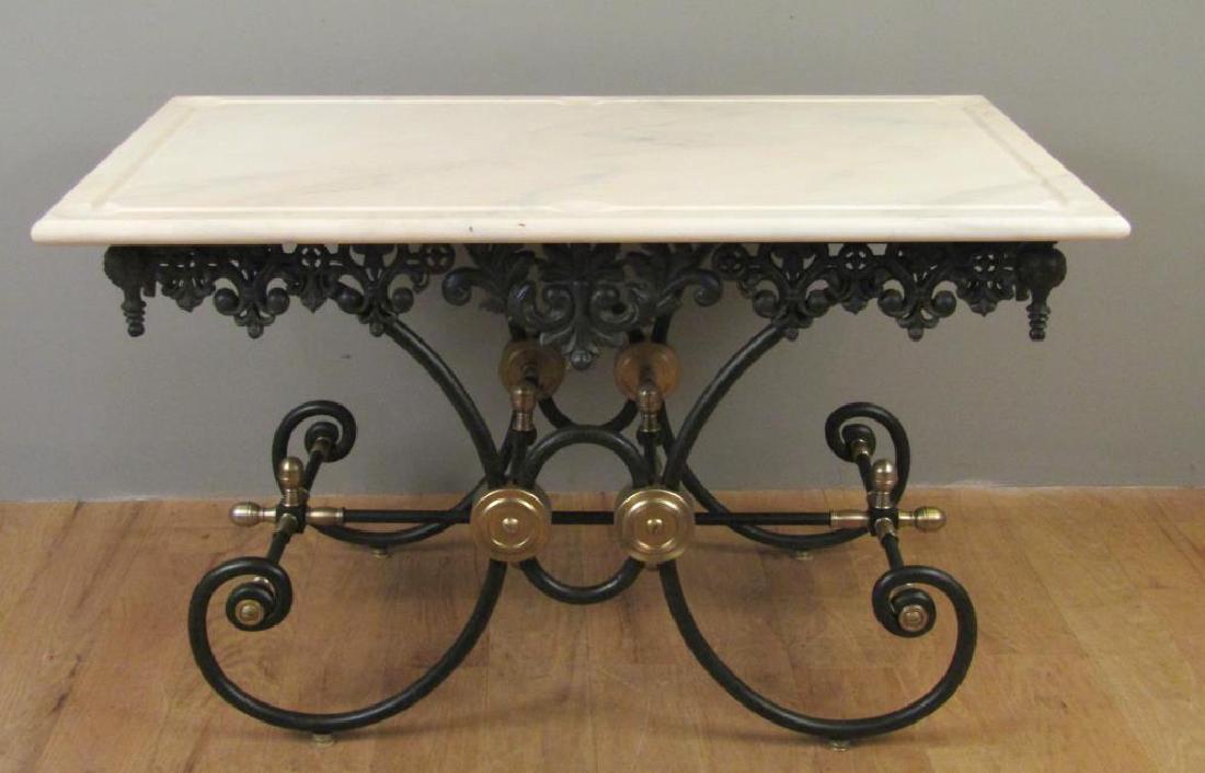 French Style Marble Top Bistro / Bakers Table (1 of 8)
