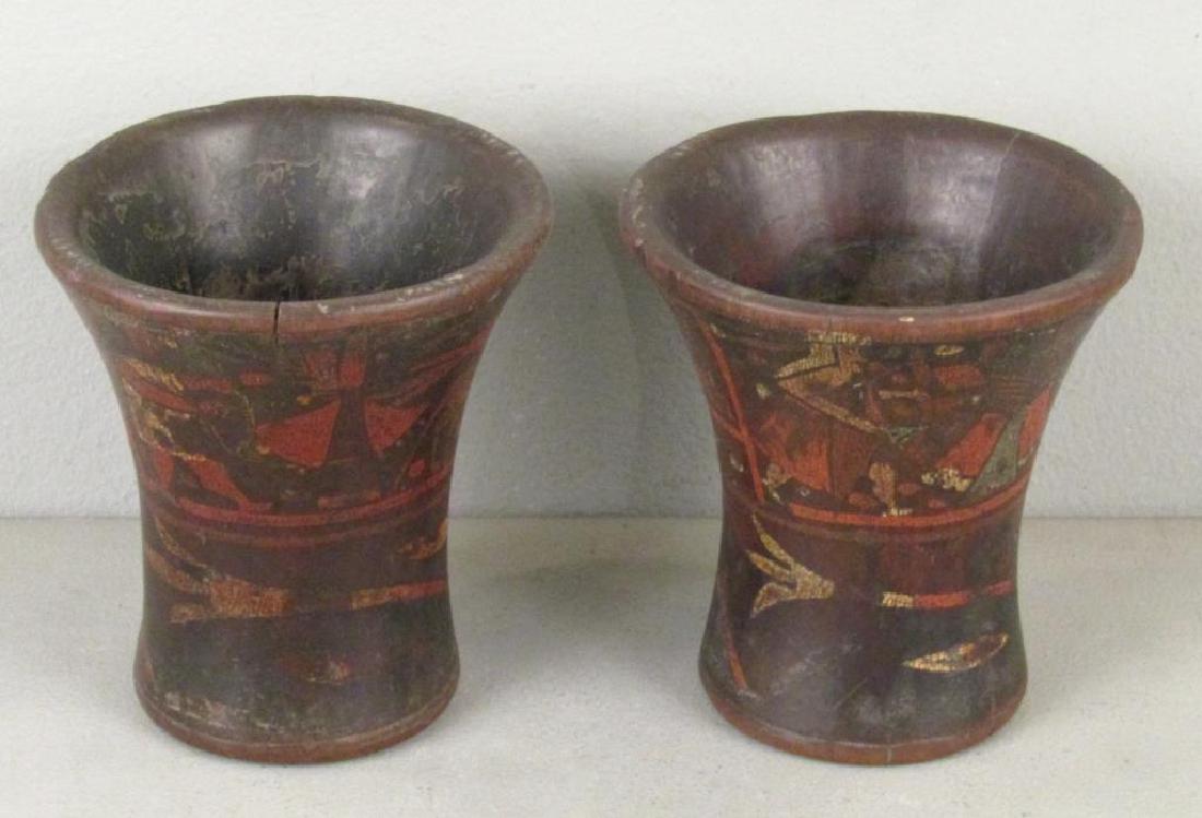 Pair Native American Carved Wood Vessels (1 of 8)
