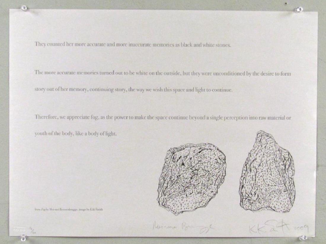 Kiki Smith and MImi Bersennbrugge - Lithograph: Fog," (by Mimi Bersennbrugge. Excerpt from section 12). In black ink on Ingres paper. Brodsky Center stamp. Numbered 36/60, signed. 14" X 19
