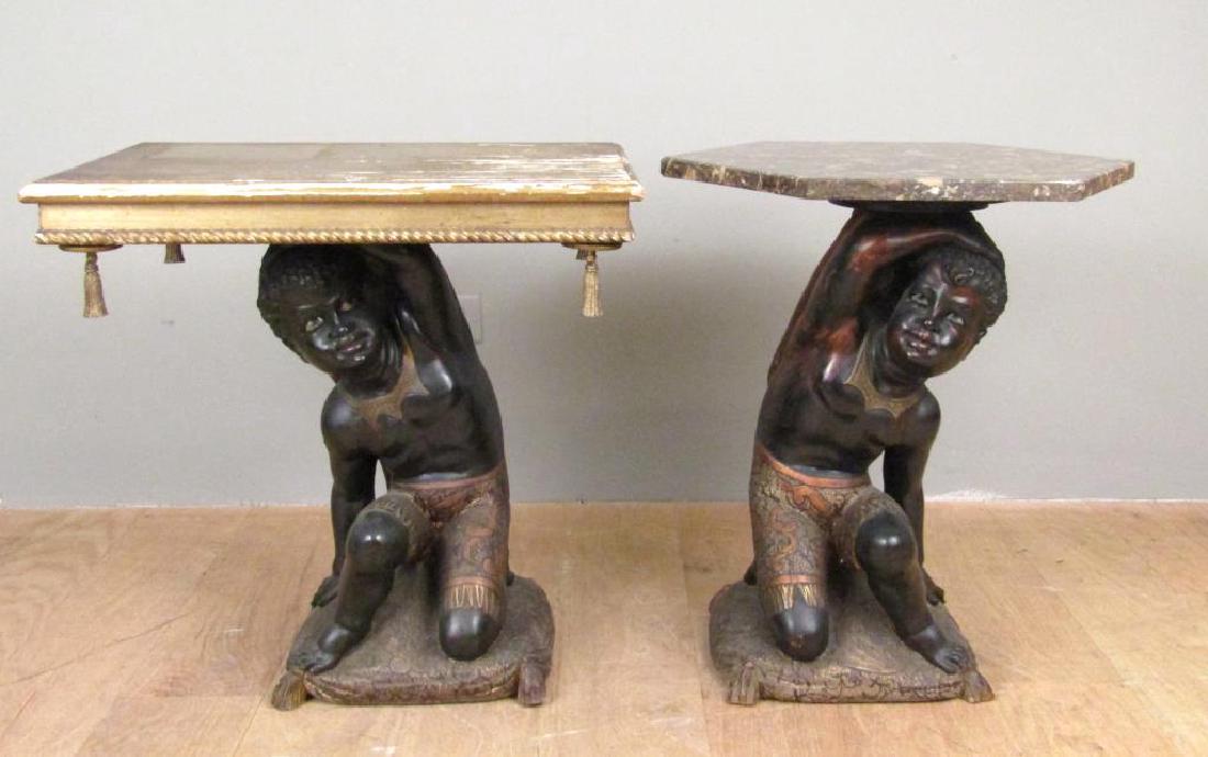 Pair Blackamoor Pedestal Small Tables (1 of 10)