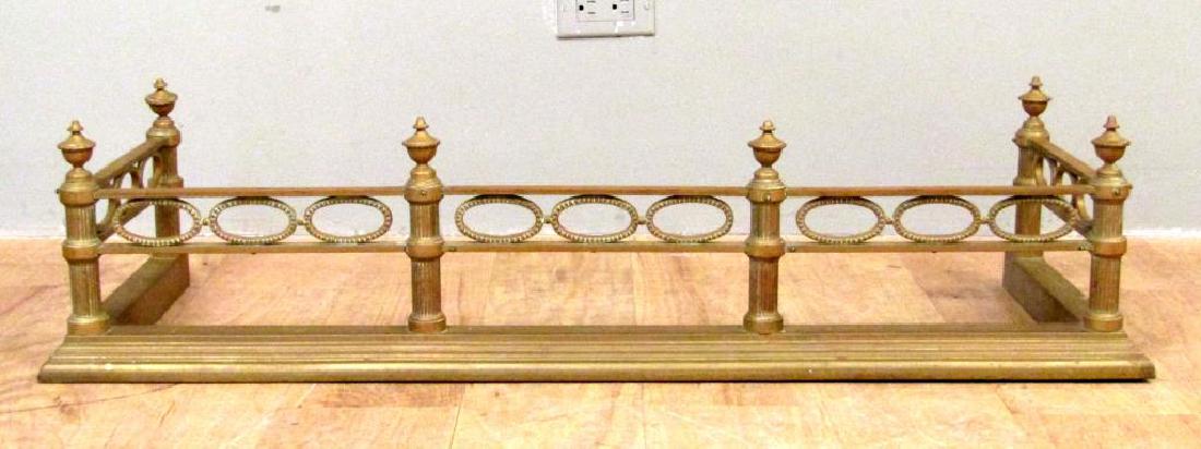Brass Fire Fender: Reeded posts. 38.5"W X 14"D X 9.5"H