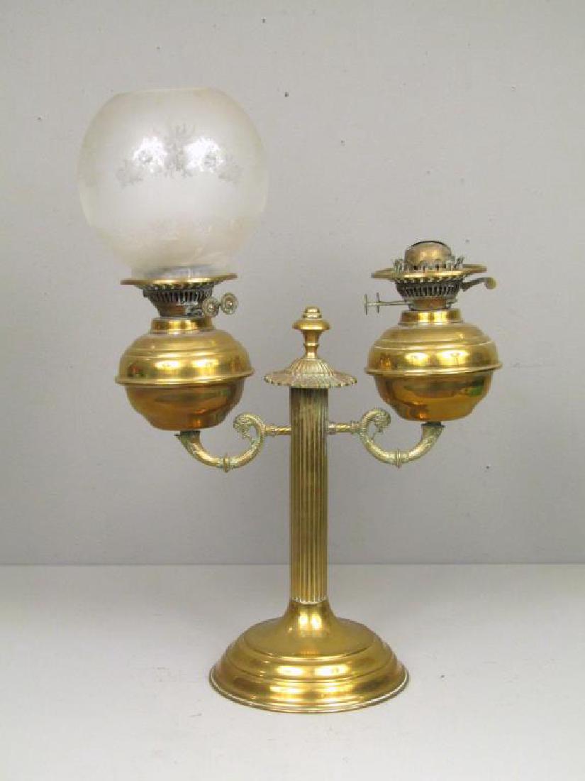 English Brass "Duplex" Oil Students Lamp (1 of 8)