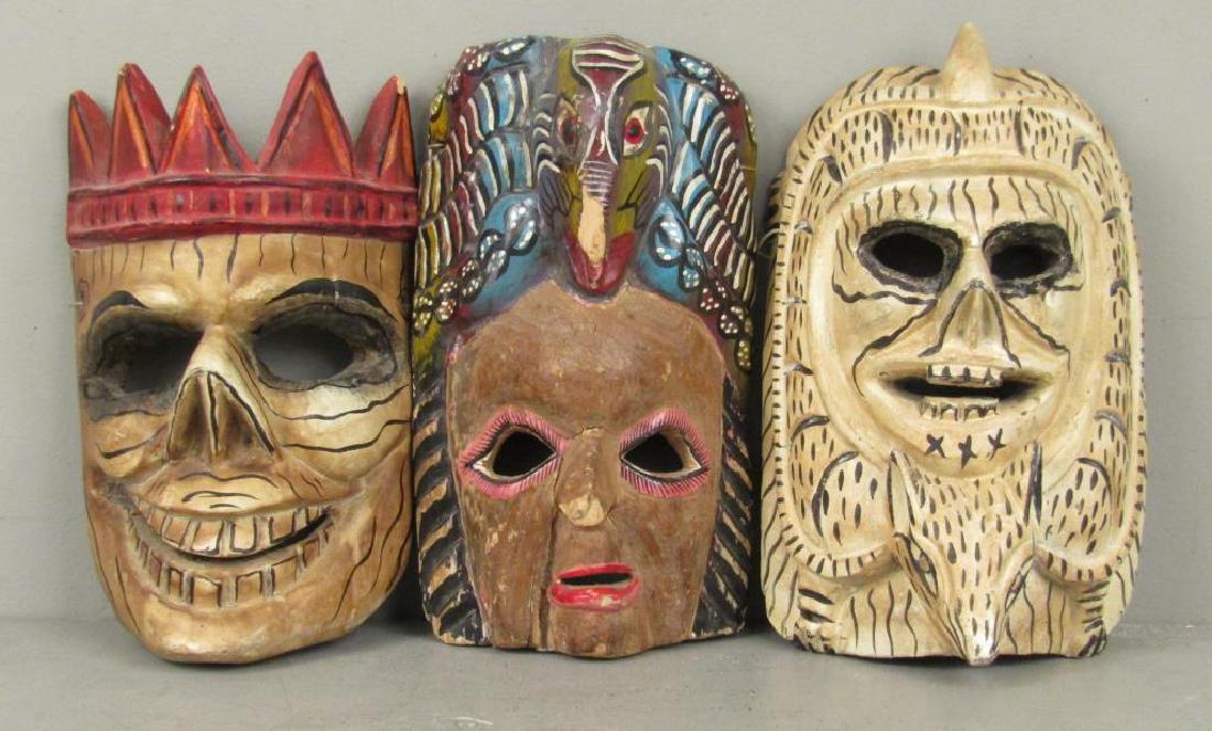3 Carved and Painted Mexican Masks (1 of 4)
