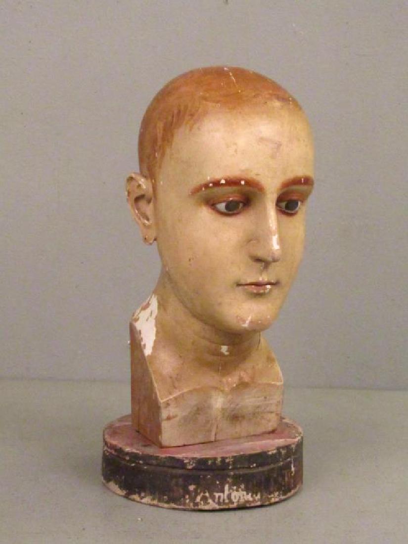 Carved and Painted Head of a Saint (1 of 10)