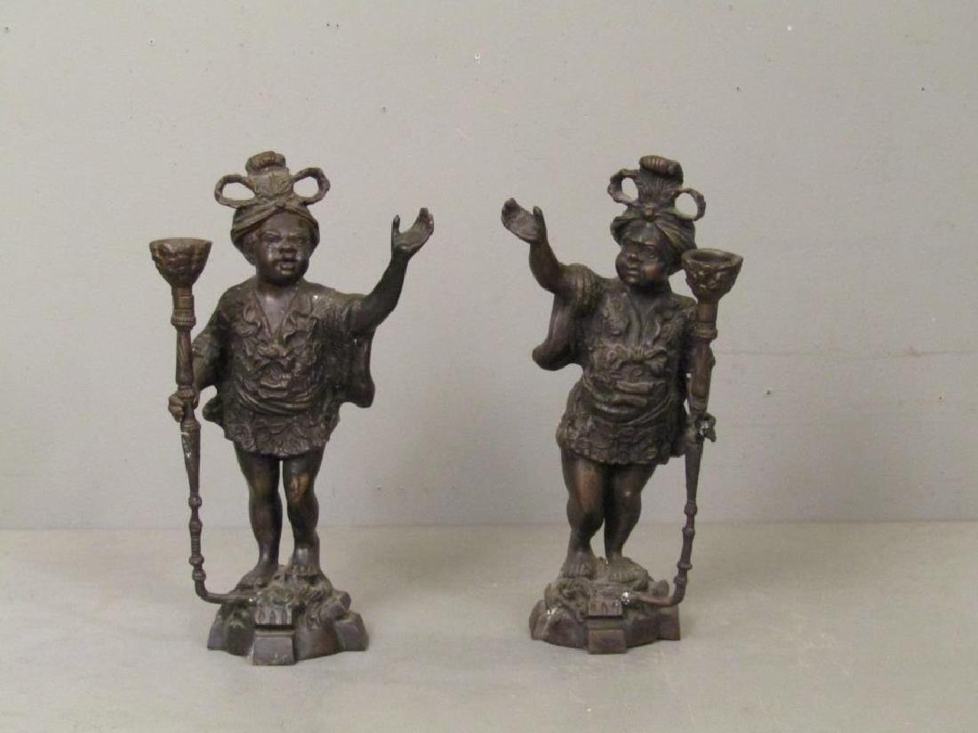 Pair Bronze Blackamoor Candlesticks (1 of 7)