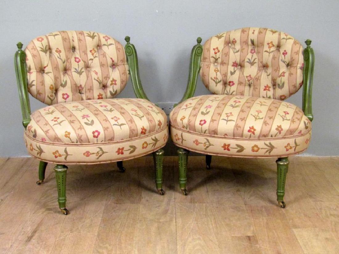 Pair Upholstered Slipper Chairs (1 of 6)