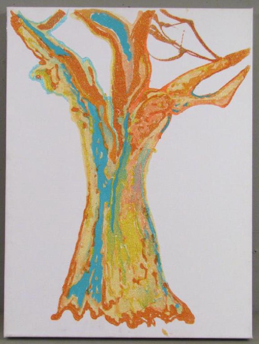 Nancy Seltzer (American) - Glitter on Canvas: Peachtree," 2014. Multicolored tree. 24" X 18