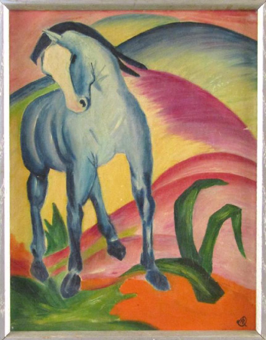 In the Manner of Franz Marc - Oil on Canvas Board (1 of 5)