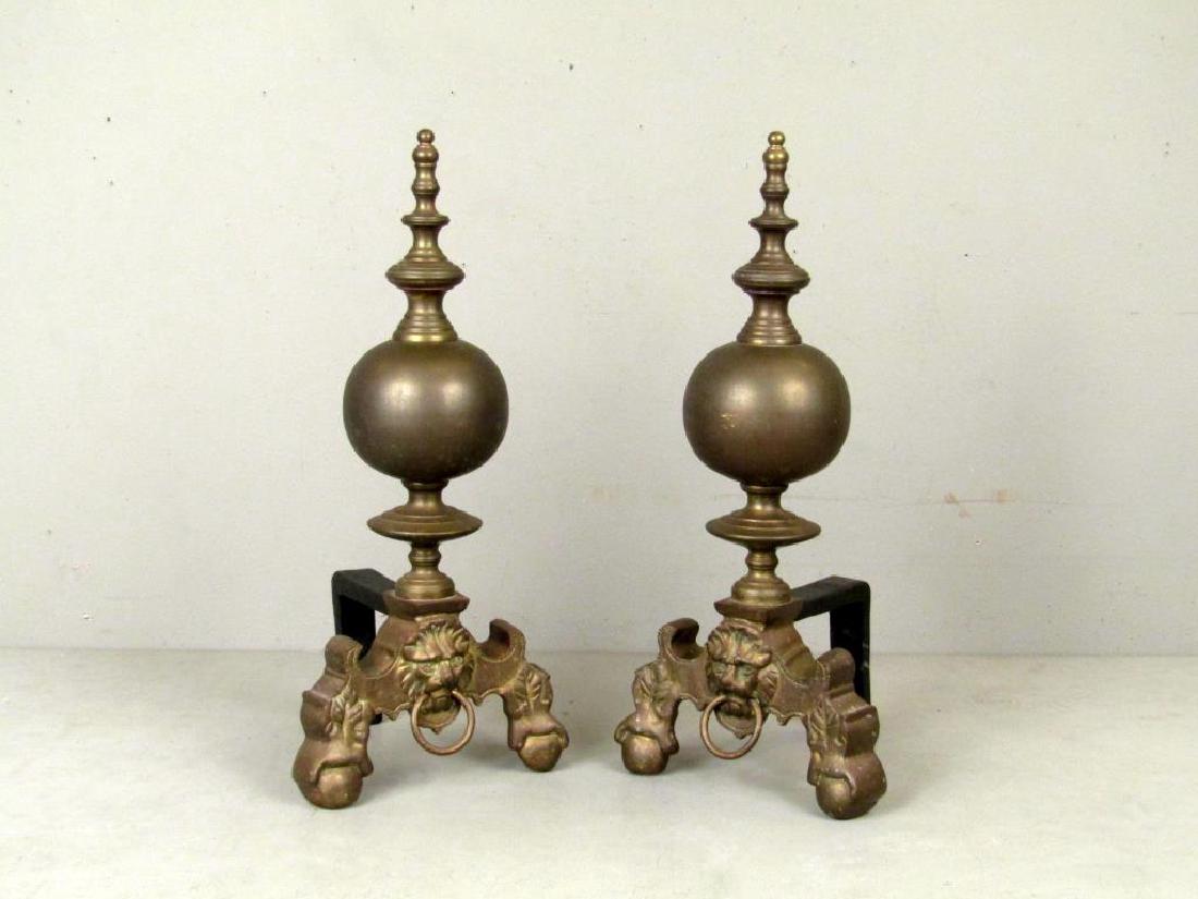 Pair English Brass Andirons (1 of 5)