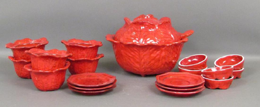Italian Red Glazed Ceramic Serving Set (1 of 6)