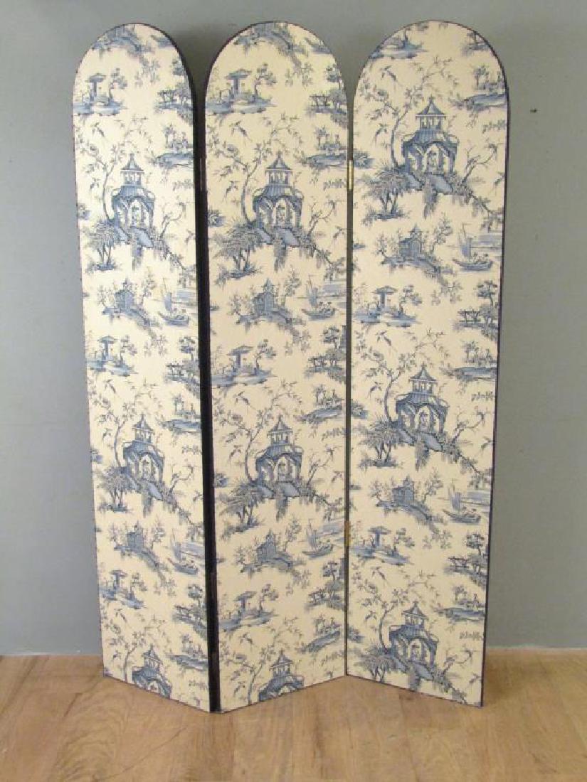 Chinoiserie Upholstered 3 Panel Floor Screen (1 of 4)