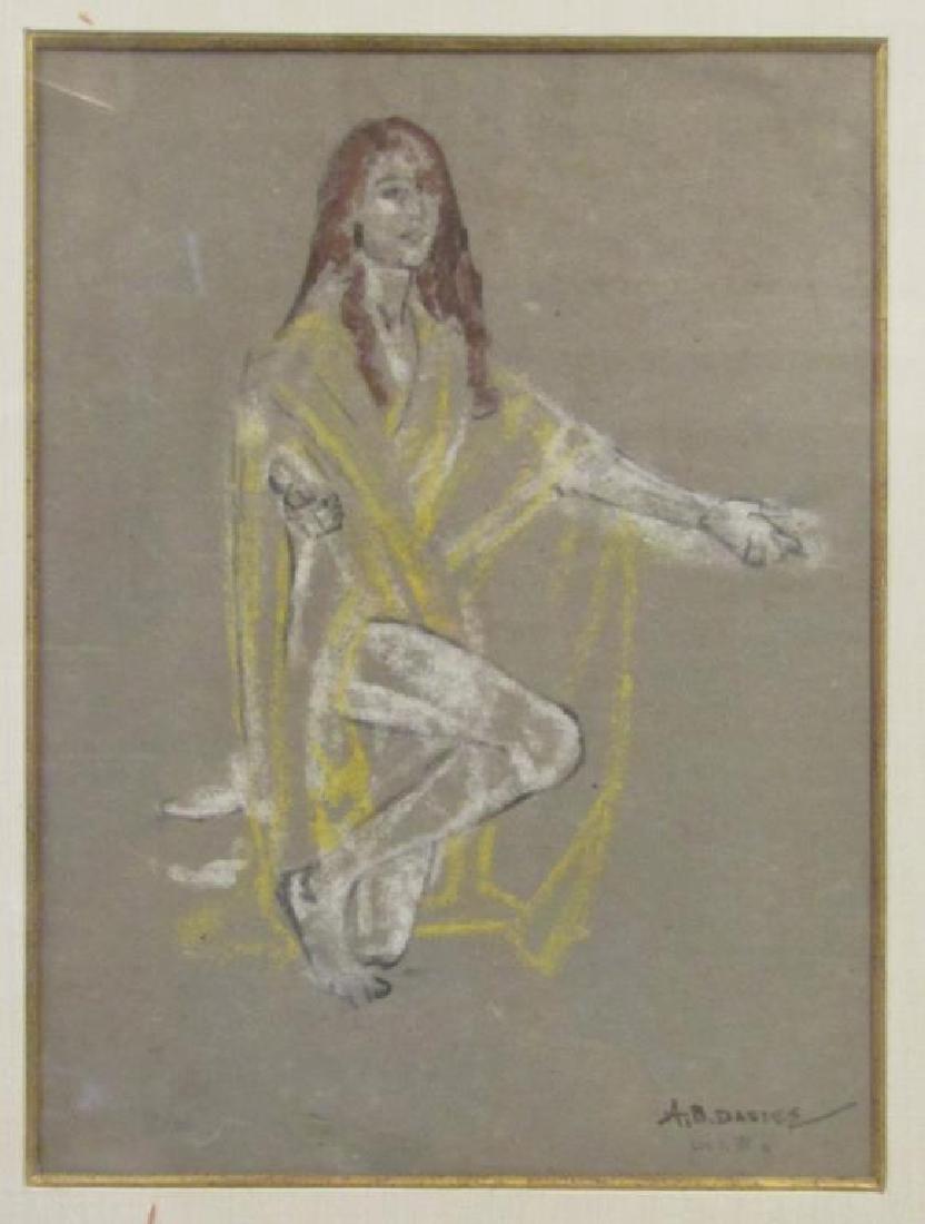 Arthur Bowen Davies (1863 â€“ 1928): Pastel - Study of a woman in white. Signed lower right, "per V.M.H." in pencil on lower right. Ex Reese Palley collection. 14" X 10.5" (21" X 17")