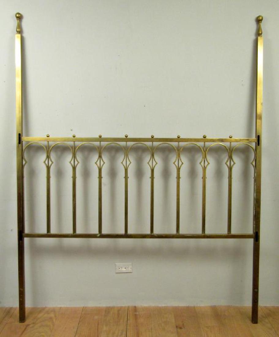 Brass Plated Headboard: with finials. 60"W X 1.5"D X 71"H