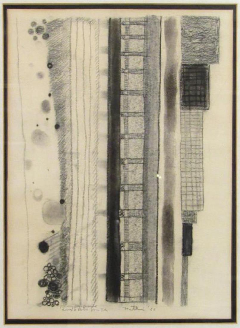 Robert Natkin - Charcoal on Paper: Abstract lines and circles. Inscribed, signed and dated '66.. 18" X 13" (24.5" X 19.5")