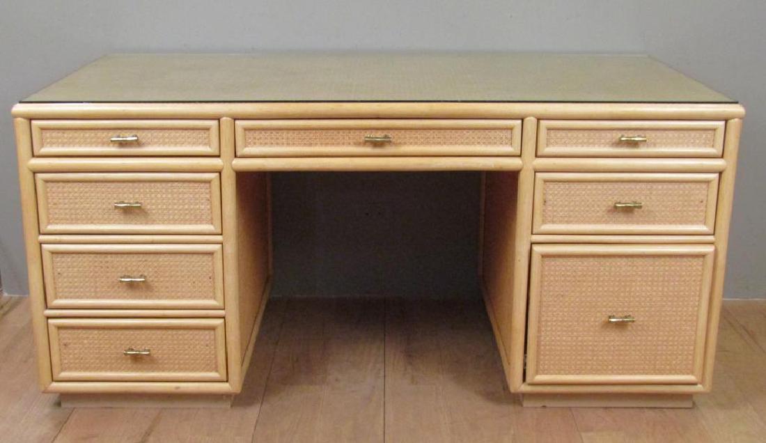 Mid Century Style Rattan Executive Desk (1 of 6)
