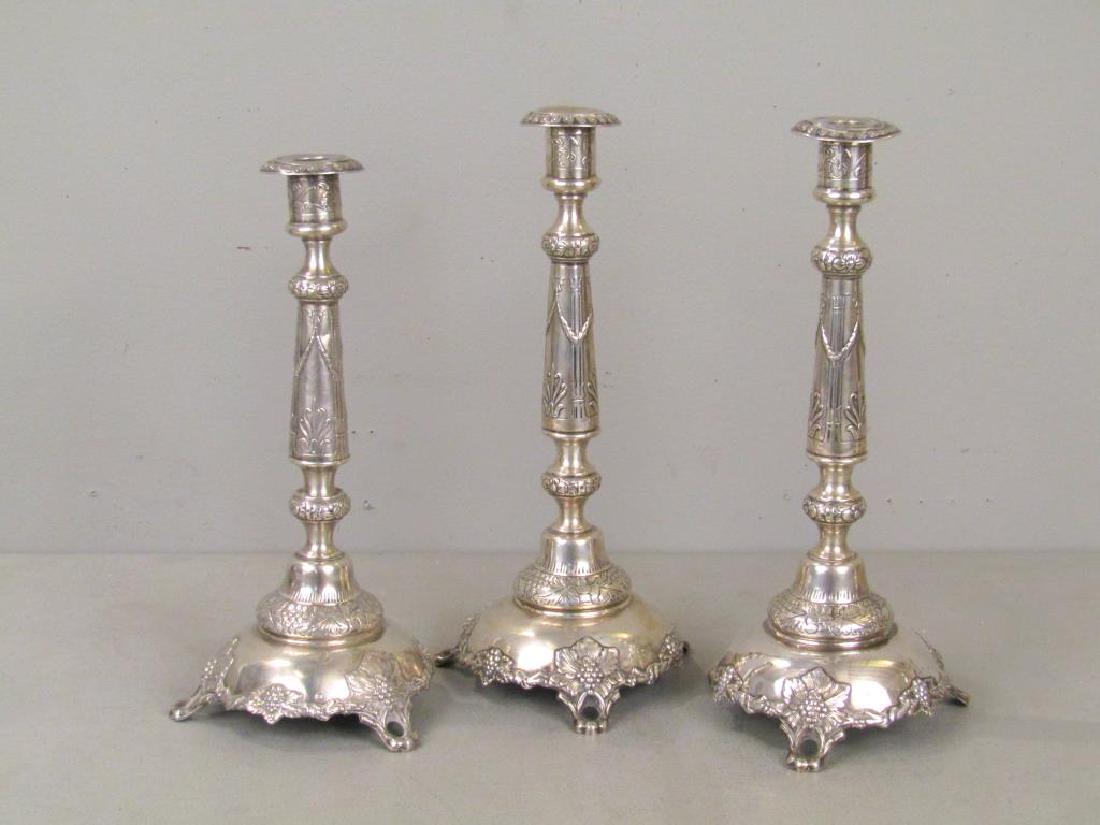 Set of 3 Russian Silver Candlesticks *** (1 of 8)