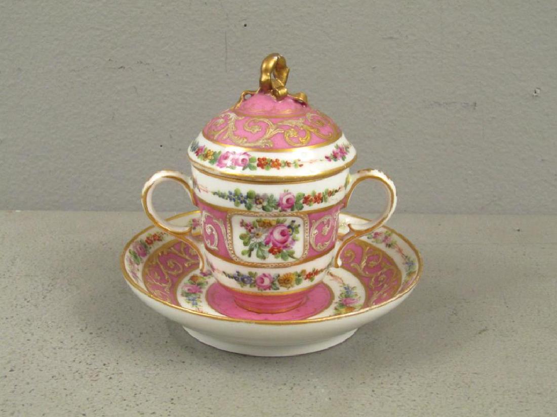 Sevres Porcelain Covered Cup and Saucer (1 of 3)