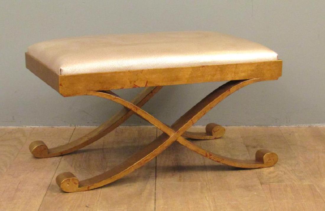 Modernist "X" Form Gilt Metal Bench (1 of 4)