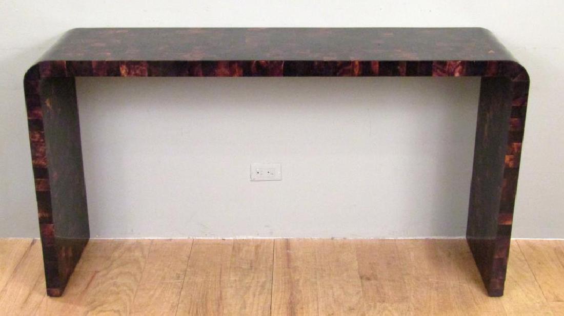 Faux Tortoiseshell Veneered Modern Console (1 of 6)