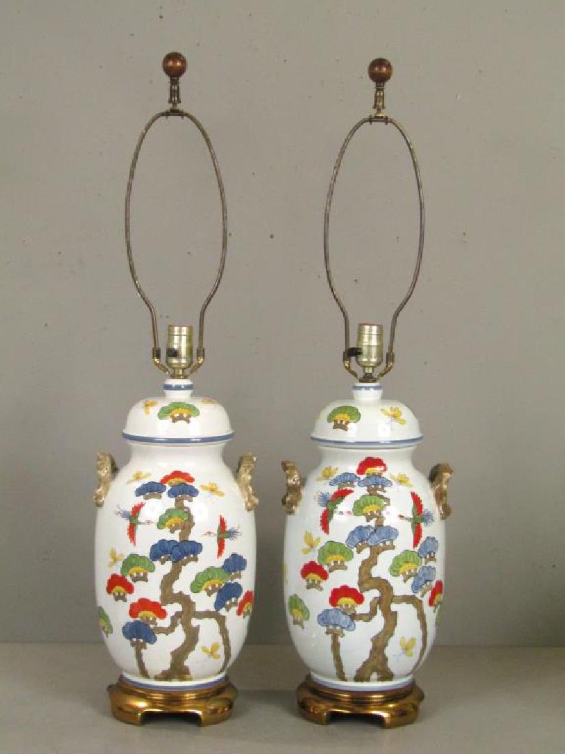 Pair Chinese Style Porcelain Lamps (1 of 5)