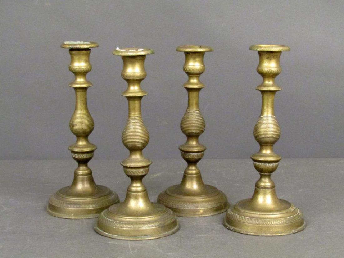 2 Pair Antique Brass Candlesticks (1 of 6)