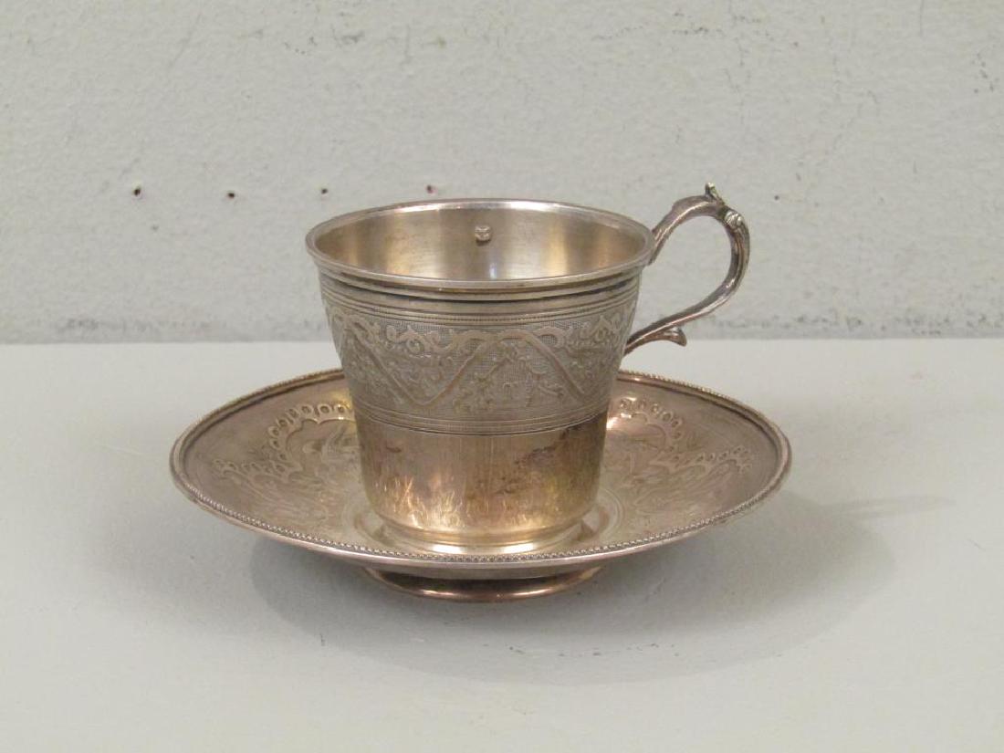 French Silver Cup and Saucer (1 of 6)