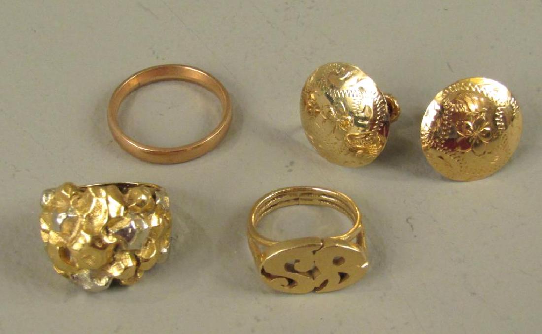 14K Gold - 3 Rings and Pair Earrings (1 of 4)