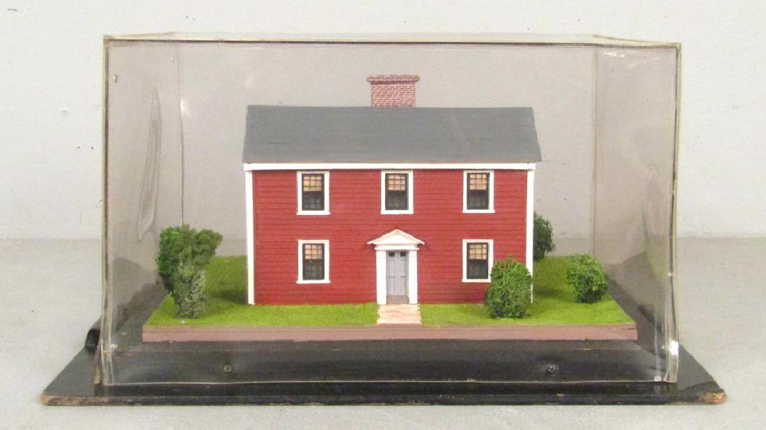 American Home of John Adams Model: Painted wood. Small plastic bushes. 15"W X 13"D X 8"H (From the Newark Museum, NJ.)