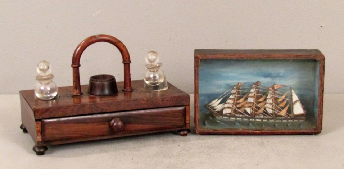 Antique Inkwell / Desk Stand and Ship Model (1 of 5)