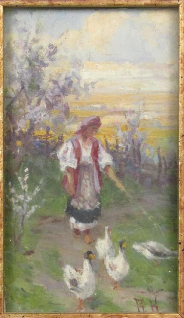 Initialed R. K. - Small Oil on Board (1 of 7)