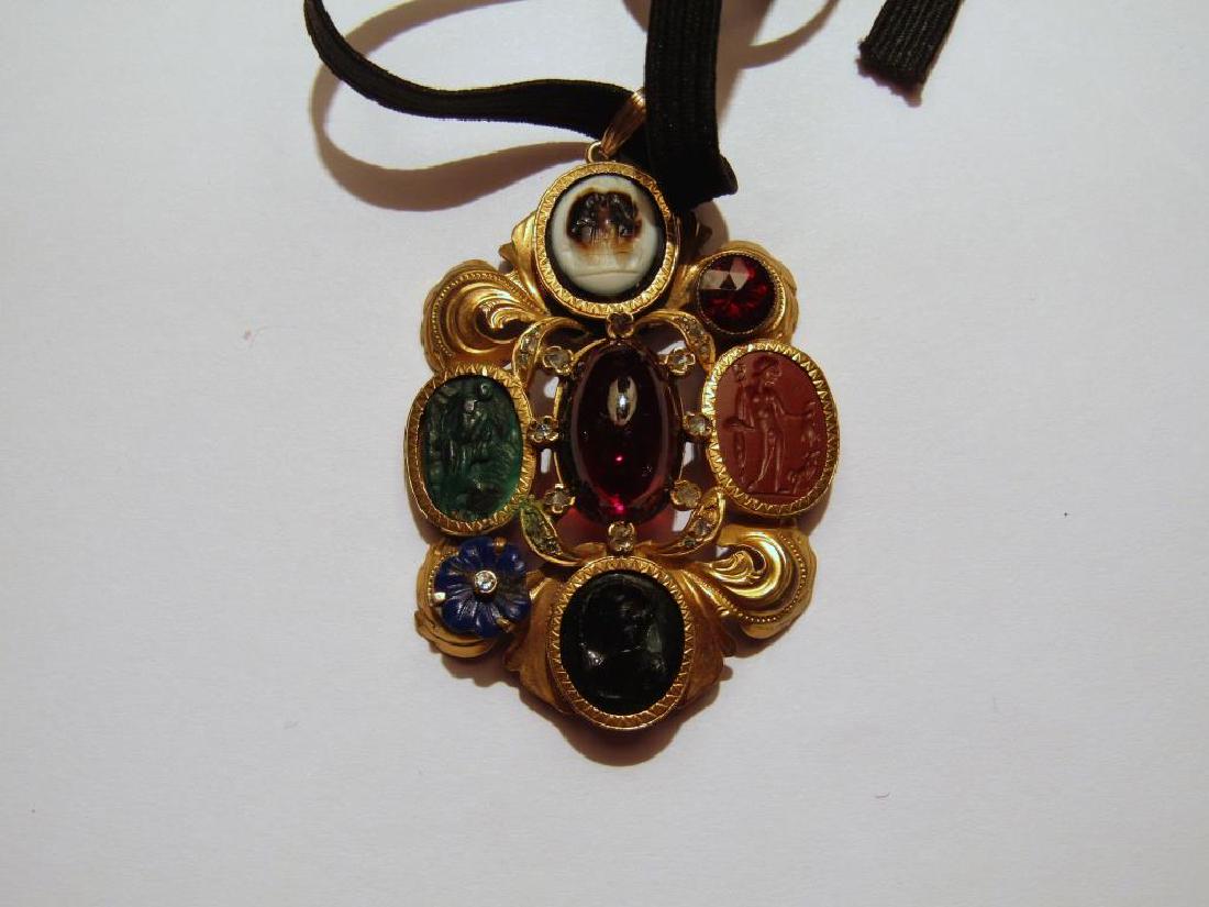 Victorian Style Gold Mounted Brooch / Pendant (1 of 4)