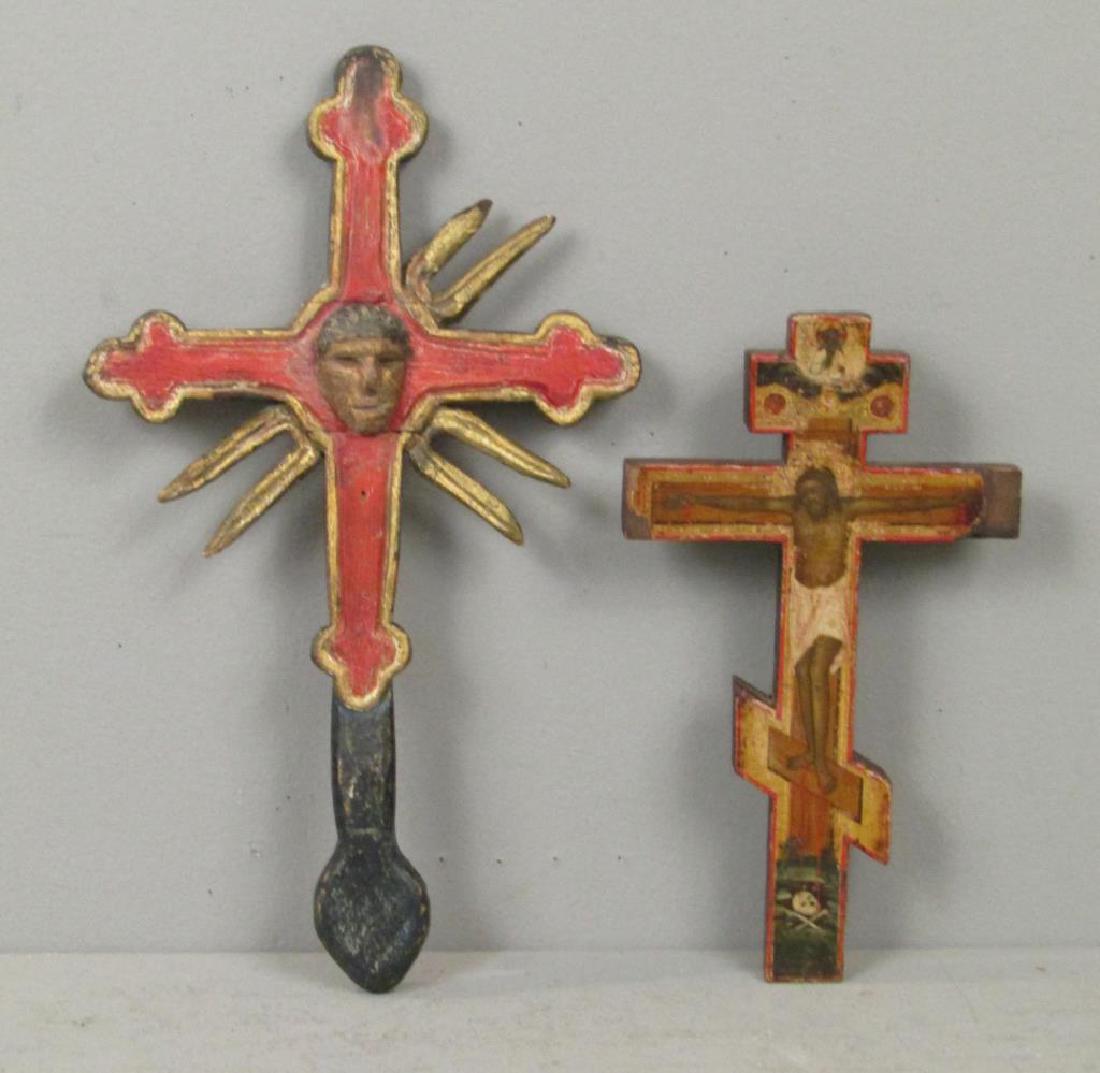 2 Painted and Carved Crucifixes (1 of 5)