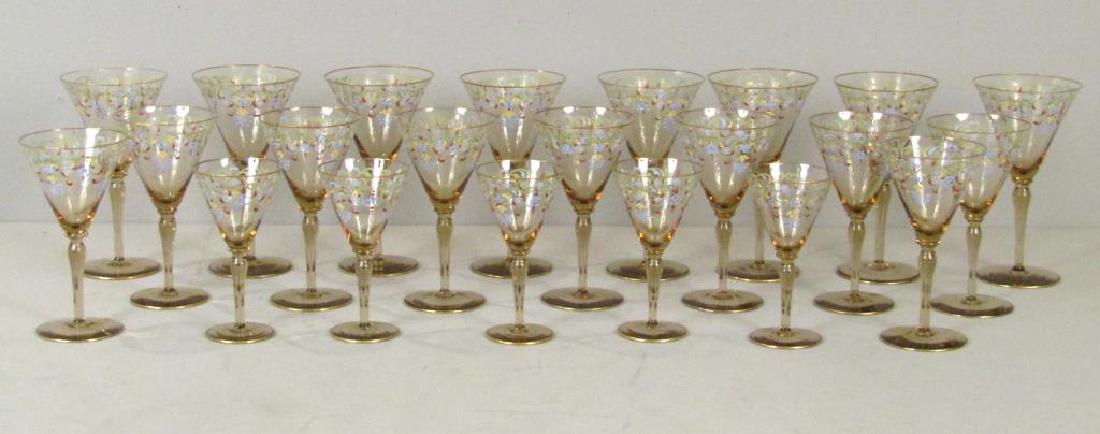 22 Piece Enameled Glass Stemware Set (1 of 4)