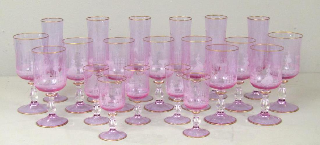 21 Pieces Moser Stemware "Alexandrite Color" (1 of 5)