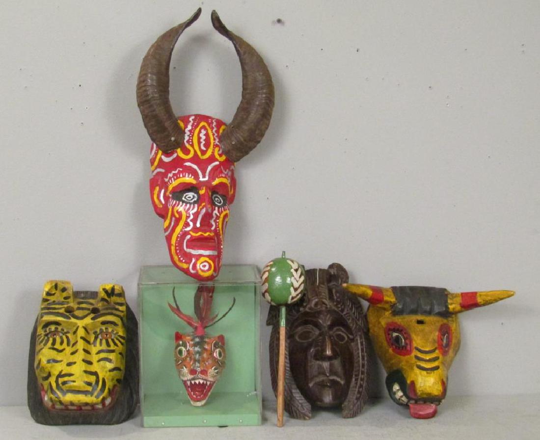 6 Central American Masks and Rattle (1 of 6)