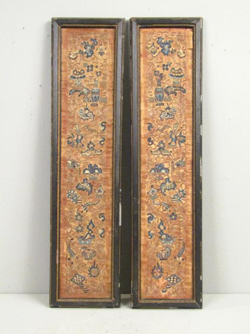 Pair Antique Chinese Embroidered Panels (1 of 6)