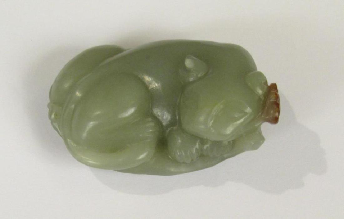 Chinese Carved Jade Sleeping Cat Toggle (1 of 6)