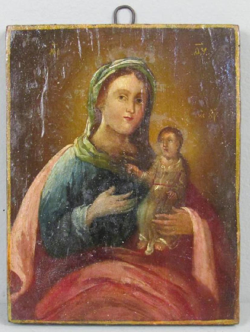 Painted Russian Icon - Madonna & Child (1 of 4)