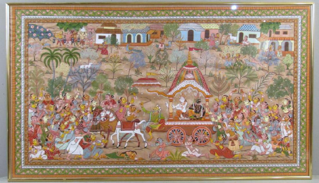 Large Indian Painted Textile Panel (1 of 5)